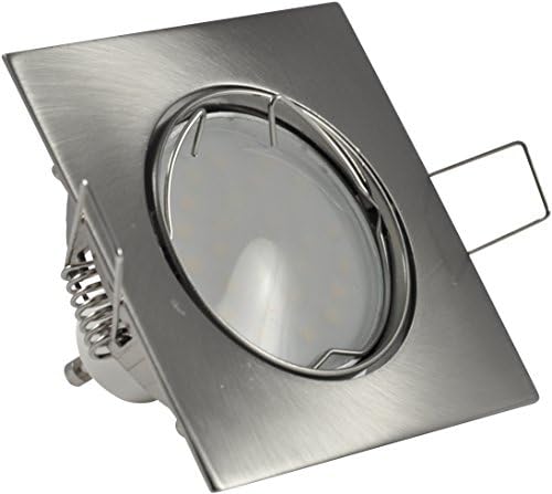 Recessed Luminaire Includes GU10 230 V Square Brushed Stainless Steel 8 Watt LED Light Bulb | Recessed Spot Lights, Complete Set
