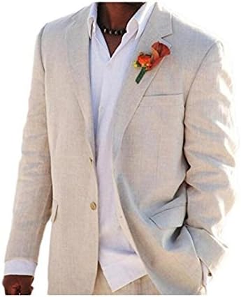 AokaixiMens Suit 2 Button Beach Wedding Tuxedos for Men Grooms Jacket Pants 44 chest/38 Waist Beige