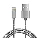 Produktbild OKCS® Textil USB Datenkabel Ladekabel 2 Meter -iOS 9 kompatibel- für Apple iPhone SE, 6s Plus, 6 Plus, 6s, 6, 5, 5s, 5c, iPad 4, iPad Mini, iPad Air, Air 2, iPod Touch 6G, 5G, iPod Nano 7G in Silber