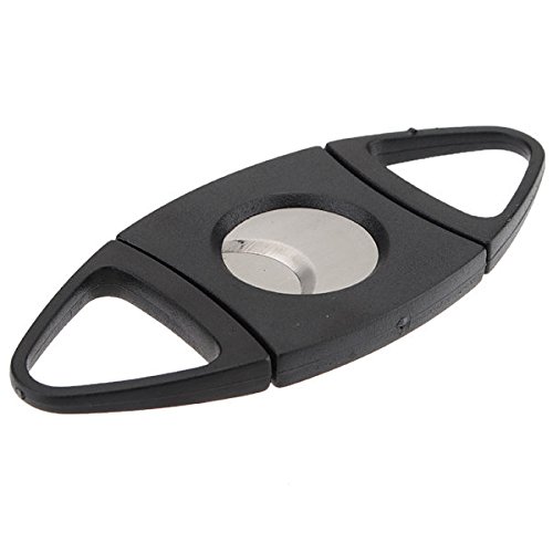 Generic Black Cigar Cutter Double Blades Knife Scissors A002