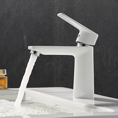 ubeegol Waschbecken Armatur Weiß Waschtischarmatur Wasserhahn Messing Mischbatterie Bad Einhebelmischer Einhand-mischbatterie Waschbeckenarmatur Badarmaturen Waschtischmischer Waschtischbatterie für badzimmer