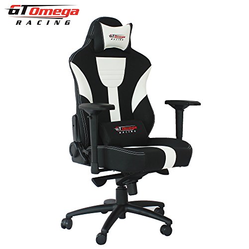 GT Omega MASTER XL Racing Office Chair Black and White Leather Esport Gaming seat