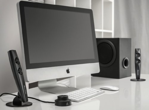 Wavemaster STAX 2.1 Lautsprecher System (46 Watt) Aktiv-Boxen fÃ¼r TV/Tablet/Smartphone/PC schwarz (66201)