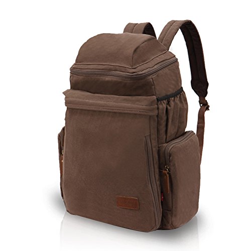 FANDARE Retro Laptop Notebook Geeignet für bis zu 16 Zoll Damen Herren Schulrucksack für die Schule Rucksack Wanderrucksack Daypack Leinwand - 4