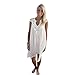 Produktbild Moonuy Weißer Rock Damen,Rockabilly Kleid,Damen Weißen Rock, Boho ärmellose Frauen Lose Sommer Strand Spitze V-Ausschnitt Kleid ärmelloses Volltonfarbe Kleid (EU 34/Asien S, Weiß)