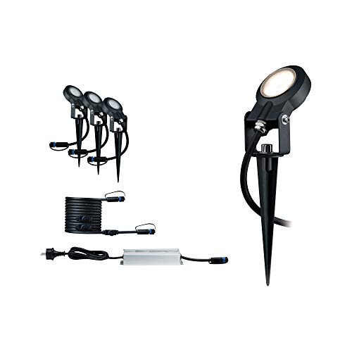 Paulmann 93696 Outdoor Plug&Shine Kit de base Spot Sting extérieur, IP67, 3000K, 3x6W, 24V, dimmable