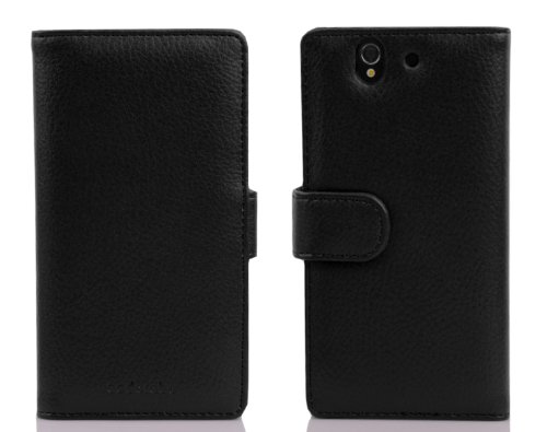 Cadorabo Sony Xperia Z Funda Estilo Libro de Cuero Sint  tico en NEGRO   XIDO Cubierta Protectora con Cierre Magn  tico y 3 Tarjeteros     Protecci  n Carcasa Caja Etui Case Cover