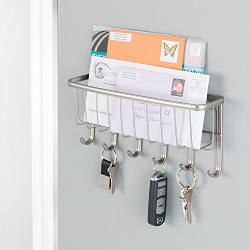 InterDesign 54275EU York Lyra Wandmontierte Post und Schlüsselleiste, satiniert - 4