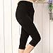 Liang Rou Maternity Elastane Adjust Waistband Cropped Leggings Lace Trim Color Black