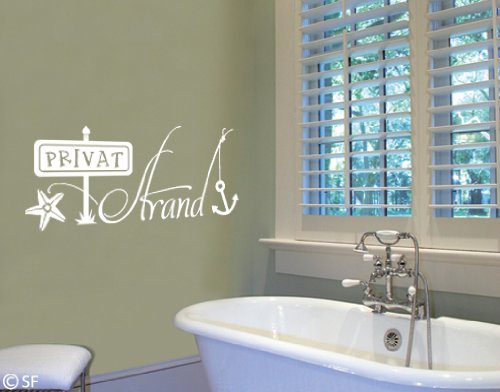 Wandtattoo Privatstrand uss422 Wandaufkleber Wandsticker Bad Badezimmer 100 x 41 azurblau - 2