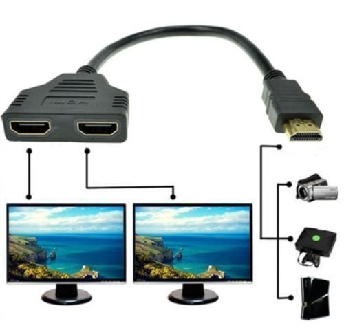 goodlucking 1080P HDMI Stecker auf Dual HDMI Weiblich 1 bis 2 Wege Splitter-Kabel Adapter Konverter für HDTV/DVD-Player/PS3/STB/und die meisten LCD-Projektoren - 6