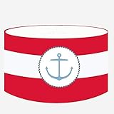 Farben: rot - weiß - blau Dannenfelser - Hängelampe RED ANCHOR Design Pendelleuchte maritim, Lampenschirm rund Textil, Kinderlampe rot-weiß, Anker blau, Deckenleuchte mit Pendel, Kinderzimmerlampe Ø 35cm #15313