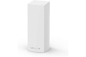 Linksys Velop WHW0301 Tri-Band Whole Home Mesh WiFi 5 System (AC2200) WiFi Router, Extender & Booster up to 2000 sq ft Coverage for 20+ Devices with 2 Gigabit Ethernet Ports, MU-MIMO - 1 Pack, White