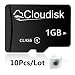 Produktbild cloudisk 10 Speicherkarten 1 GB Neue Großhandels 10 Pack 1 GB Micro SD Card Class4 Hohe Geschwindigkeit SD Karte Micro 1 GB 10 Artikel