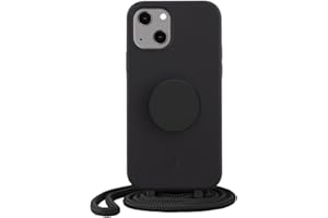 JE JUST ELEGANCE PopSockets x Just Elegance iPhone Hülle - Necklace Case - Handyhülle kompatibel mit iPhone 13 - iPhone Schutzhülle mit Abnehmbarer Kordel und Fingerhalter (Schwarz)