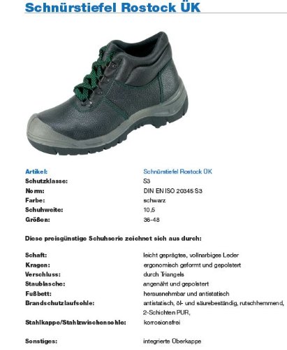 Sicherheits-Schnürstiefel Sicherheits-Stiefel ROSTOCK ÜK EN ISO 20345 S3 SRA – Weite 10,5 – schwarz – Größe: 40 - 2