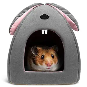 Hollypet Warm Small Pet Animals Bed Dutch Pig Hamster Nest Hedgehog Rat Chinchilla Guinea Habitat Mini House, Baby Gray