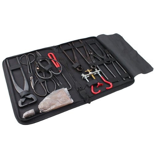 Bonsai Werkzeugset, 14-Teiliges Set Garten Bonsai Werkzeug Carbon Steel Master Professional Scher- Bürsten Mit Rollen Drähte Nylon-Etui Multi-Funktions-Outdoor-Schanzzeug Für Wandern Camping Garten Scheren-Set Werkzeug Kit - 2