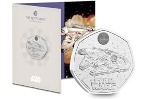 CrawleyCoins 2024 Star Wars 05 Millenium Falcon UK 50p Moneta fior di conio Brillante Confezione Nuova