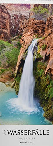 Wasserfälle 2019 - Waterfalls - Streifenkalender XXL (25 x 70) - Landschaftskalender - Naturkalender