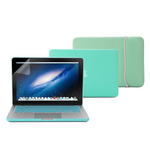 GMYLE Türkis Blau 4 in 1 Hülle Tasche für Macbook Pro Retina 13 Zoll mit Retina Display - Weicher Transportbeutel - Tastatur-Abdeckung (US Layout) - Schutzfolie für den Bildschirm (nicht für MacBook Pro 13)