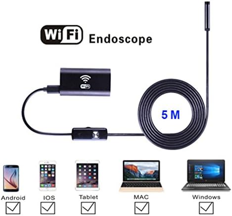 WiFI Borescope Wireless Inspection Camera Endoscope Snake 15ft 8MM 2.0 Megapixels 6LED IP67 Waterproof HD 720P for Android IOS Windows System5meters