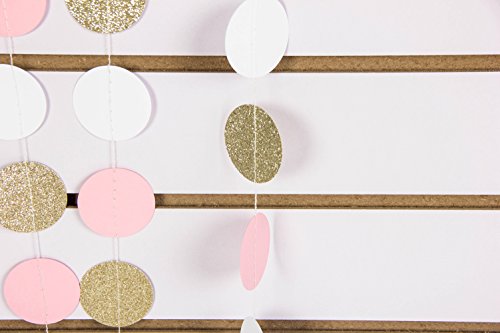 SUNBEAUTY 3 Meter Circle Garland Rund Girlande Geburtstag Deko (Gold Rosa Weiß) - 8