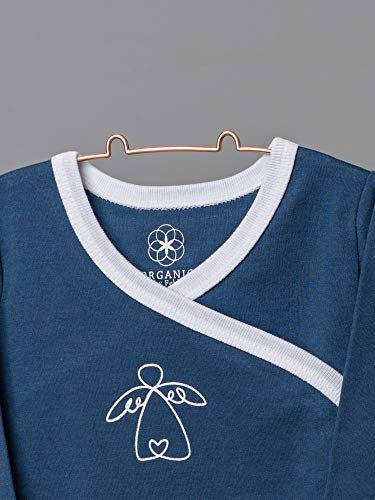 Organic by Feldman Unisex Baby Body Langarm Wickelbody aus Bio Baumwolle, GOTS Zertifiziert, Schutzengel Ozeanblau, (50/56) - 2