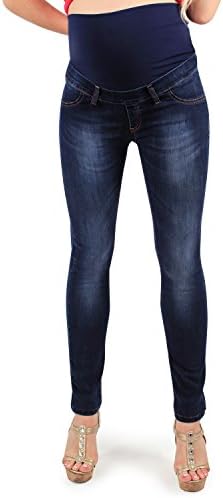 Milano Deluxe - Maternity Jeggings Deluxe Wash, Skinny Fit. Power Stretch Fabric for Great Comfort During Pregnancy and Beyond- Made in Italy