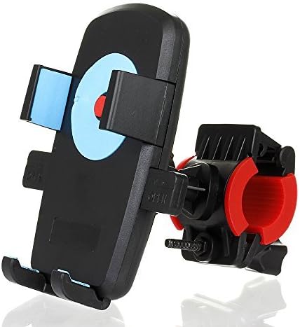 eForHome Bike Phone Mount Bicycle Phone Holder Universal Cradle Clamp for iPhone 7/7 Plus/6, Samsung Android Smartphone GPS, with 360-Degree Rotatable, One-button Lock, 2 * Rubber Strap -Blue