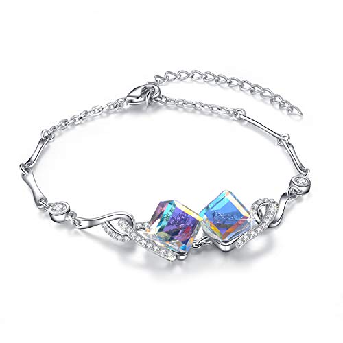 Echoice Pulsera de Cristal Cuadrado Mujer Hecho con Cristales de Elemento Swarovski Regalo para Mamá o Novia