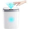 U-HOOME 16L Smart Waste Bin Inductive Trash Can, Touchless Bathroom Trash Can with Lid Sensor Kitchen Dustbin, Automatic Sensor Waste Basket for Kitchen Home Office Bedroom (White)