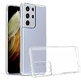 Ehr. Samsung Galaxy S21 Ultra Uyumlu Kamera Korumalı Darbe &Ouml;nleyici Ultra Slim TPU Şeffaf Silikon Kılıf (Şeffaf, Samsung Gala