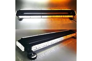 Evershine Signal ES-318 Barre Lumineuse stroboscopique avec LED sur Quatre côtés en Forme de scarabée (Ambre Blanc, 5-Barre(32.3 Pouces)