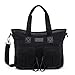 Produktbild Hengwin Stoff Damen Schultertasche Shopper Taschen Canvas Handtasche für Schule Schwarz Frauen Umhängetasche Henkeltasche, Schwarz