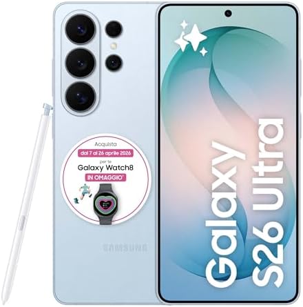 Samsung Galaxy S26 Ultra Smartphone AI, 512GB, 3 anni di Garanzia, Privacy Display Integrato, Processore Potente, Assistente Foto, Camera 200 MP, 5000 mAh, Sky Blue [Versione italiana]
