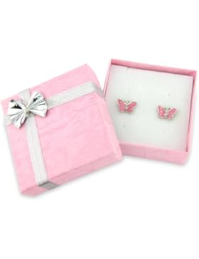Hübsche rosa Schmetterling Ohrringe in einer Schachtel