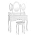 Produktbild oneConcept Miss Charlotte Schminktisch Kosmetiktisch Beautytisch (Materialien: MDF, Landhausstil, 7x Schubladen, 1x drehbare Spiegel, 2x klappbare Spiegel, inkl. Hocker, Montagebausatz) weiss
