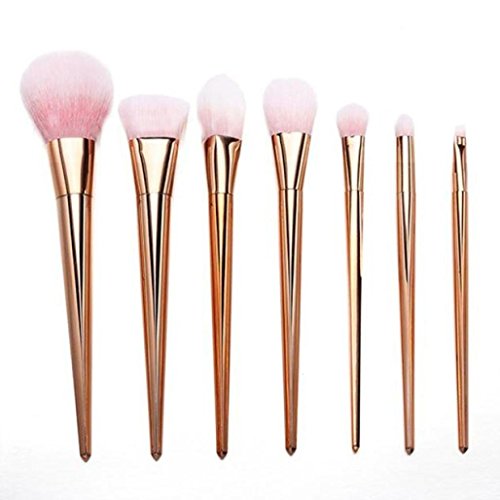 Vidlan 7Pcs Set Professional Make Up Blush Brushes (Rose Gold)