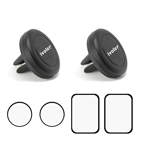 [2 Pezzi] iVoler Super Mini Supporto Auto Smartphone Magnetico Porta Cellulare Auto del Ventilatore Universale per iPhone X / 8 / 8 Plus / 7 / 7 Plus / 6(s) / 6(s) Plus / SE / 5s / 5, Samsung Galaxy S9 / S9+ / S8 / S8+ / S7 / S7 Edge / S6 / S5 / J5 / A5, Asus Zenfone 3 / 4, Huawei, Google Nexus, LG, Nokia, Blackberry, Xiaomi, Lenovo, HTC, ecc. - Nero