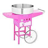 Royal Catering Machine À Barbe À Papa Set RCZK-1200-P (1200 W, Cuve De 52 Cm, Sur Chariot, Protections Électriques, Inox/Alu, Bâti Rose)