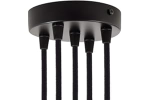 LAMORELL LIGHTDESIGN Rosone Cilindrico in Metallo ø120mm 1/2/3/5/7 Uscite. Colori: Bianco, Nero, Cromato, Rame, Ottone e Nero Perla (5 Fori Nero)