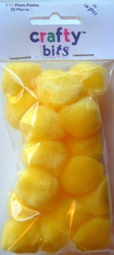 1 inch Yellow Pom-poms pack, 20 pieces