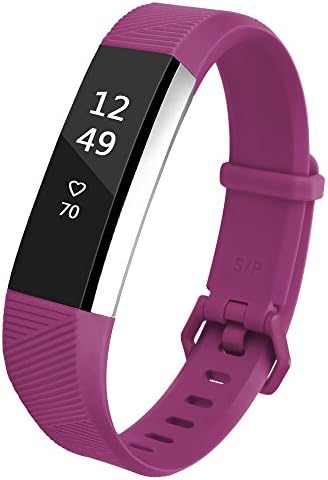 Deruitu Fitbit Alta HR Adjustable Accessory Bands,Replacement Soft Wristband for Fitbit Alta HR with Metal Clasp (Purple, Small)