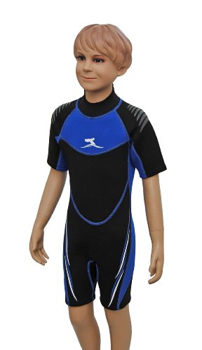 Kinder Neopren Shorty Größe 104 bis 164 Neoprenanzug in Schwarz Blau - 3