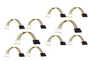 Wizzo (Pack of 10 Pieces) 15 cm 4 Pin Molex to SATA Power Cable Adapter for Internal Hard Disk Drive, HDD, SSD & DVD Writer