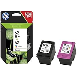 HP 62 - Pack de ahorro de 2 cartuchos de tinta Original HP 62 Negro, Tricolor para HP OfficeJet 5740 HP ENVY 5540, 5640, 7640