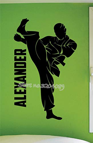 Preisvergleich Produktbild personalisierte jungen martial arts karate wandtattoo benutzerdefinierte Kinder name Vinyl Sport Wandaufkleber Ausgangsdekor Schlafzimmer wandbild poster 56X88CM