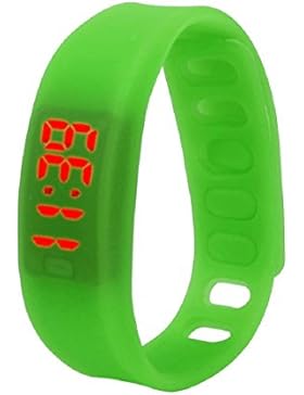 Vovotrade D2016 neueste Qualitäts-Damen Herren Gummi LED Uhr Datum Sports Armband-Digital-Armbanduhr(Grün)