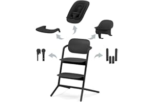 CYBEX Gold LEMO wysokie krzesełko 4 w 1, zestaw, rośnie, 0-99 lat, od urodzenia, w zestawie Bouncer Nest, zestaw dla niemowląt, tacka na przekąski, wkładka dla noworodków i zestaw adapterów, drewno